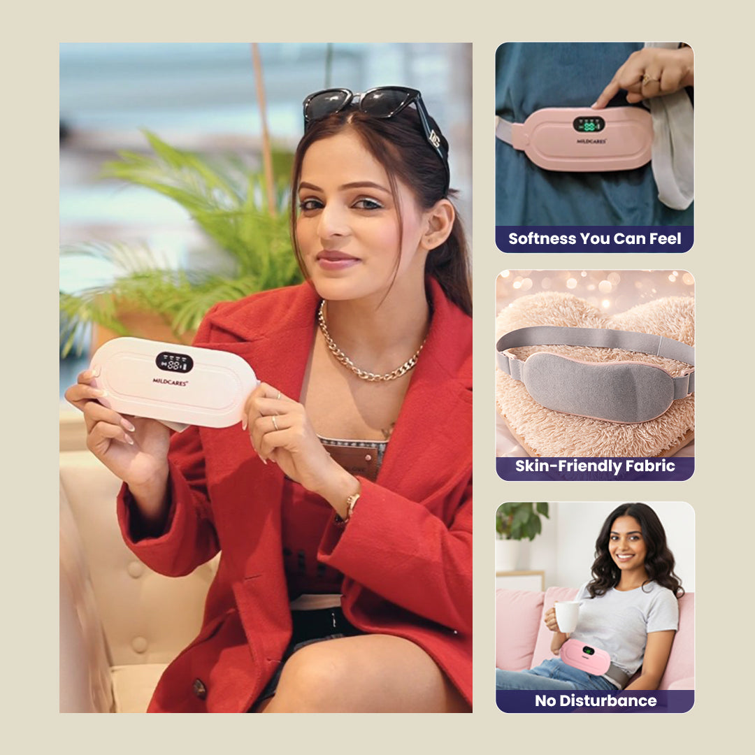 Period Cramp Massager Belt with Heat & Vibration