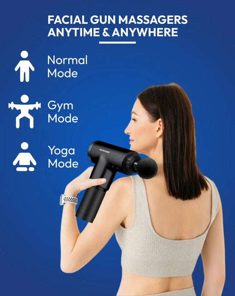 Mildcares Full Body Massager Gun for Pain Relief | Deep Tissue Therapy | 6-Speed Settings, 4 Heads, Rechargeable Silent Motor – Electric Massager for Pain Relief Massager  (Black)