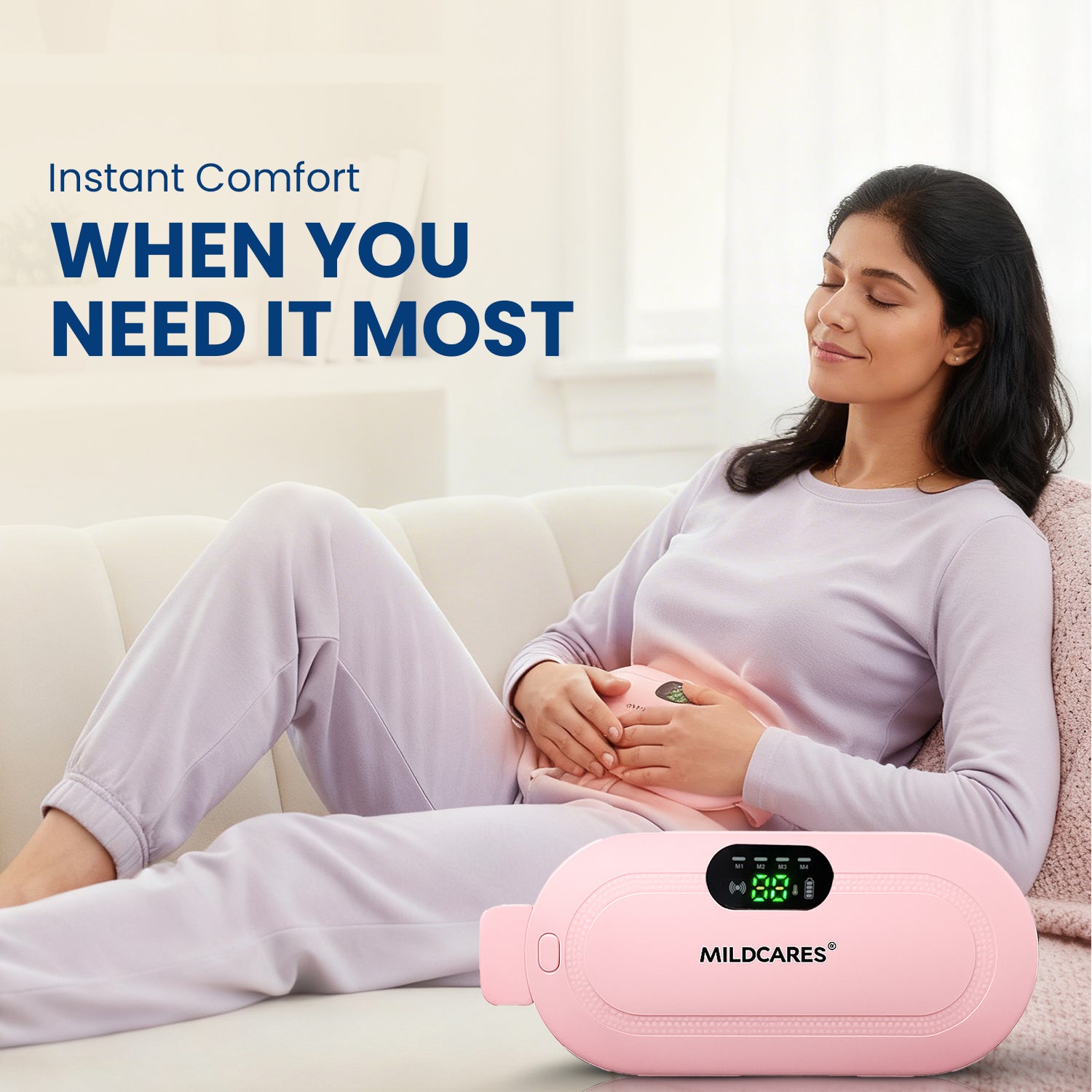 Period Cramp Massager Belt with Heat & Vibration