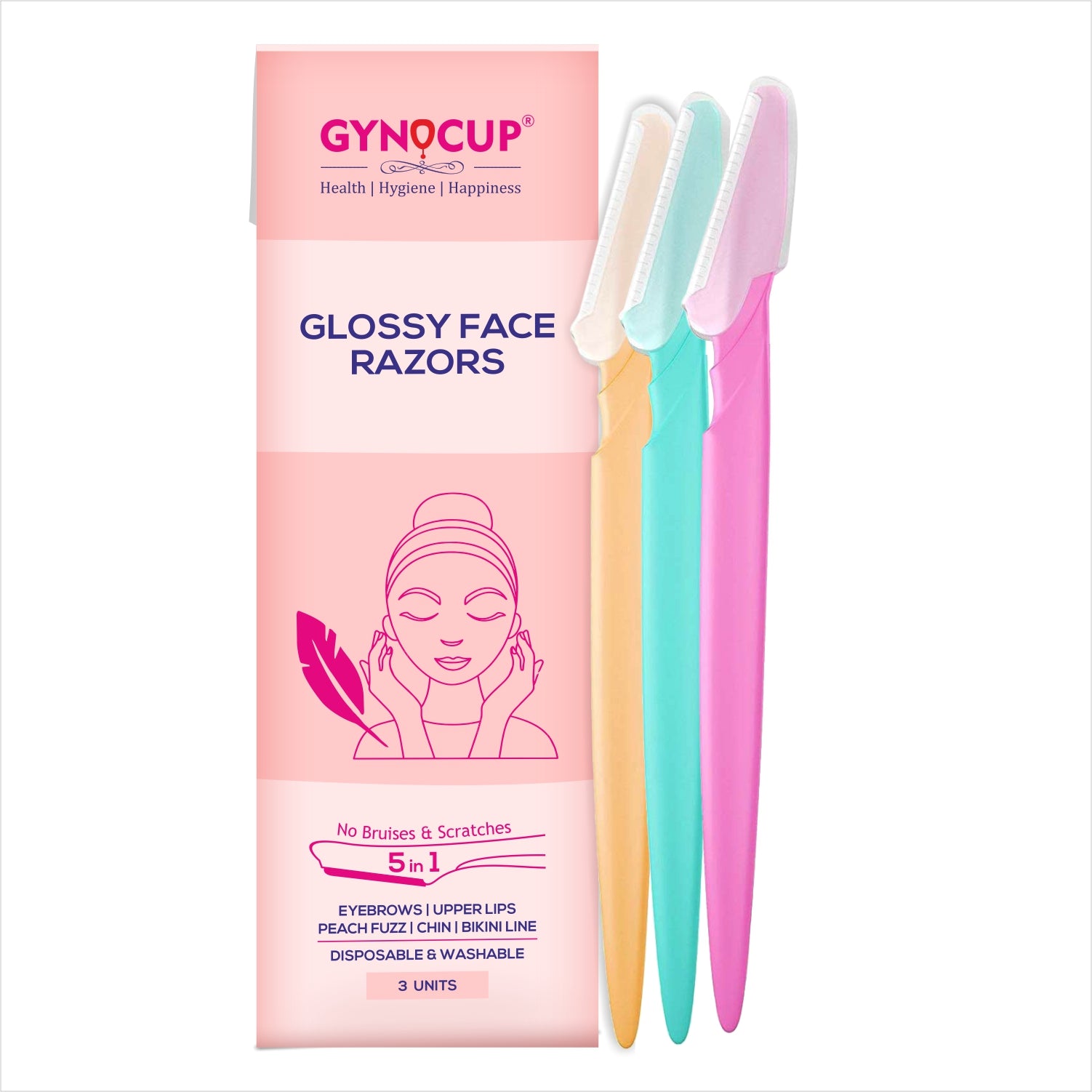 Advanced Gynocup Glossy Face Razor for Women  (Pack of 3)