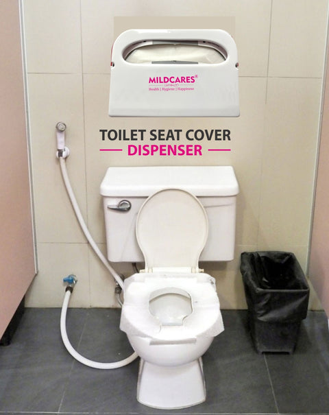 MildCares Wall-Mount Toilet Seat Cover Dispenser | Heavy-Duty Plastic Holder | Disposable Half-Fold Seat Liners | Portable & Lightweight | for Commercial, Residential Bathrooms & Public Toilets