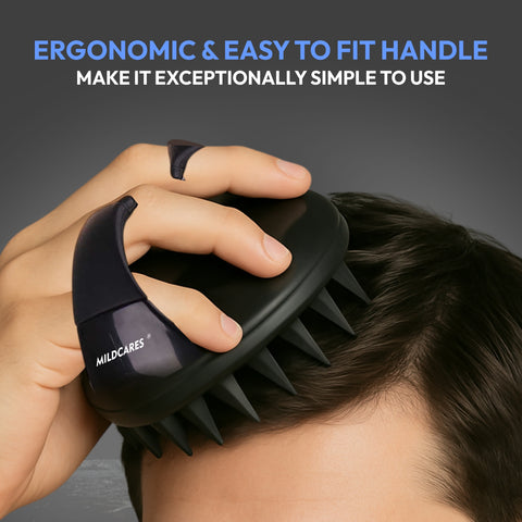 MildCares Jumbo Scalp Massager (Black) | Soft Silicone Bristles Comb for Gentle Scalp Exfoliation, Deep Cleaning & Relaxing Dry/Wet Head Massage | All Hair Types | Shampoo Brush for Men & Women