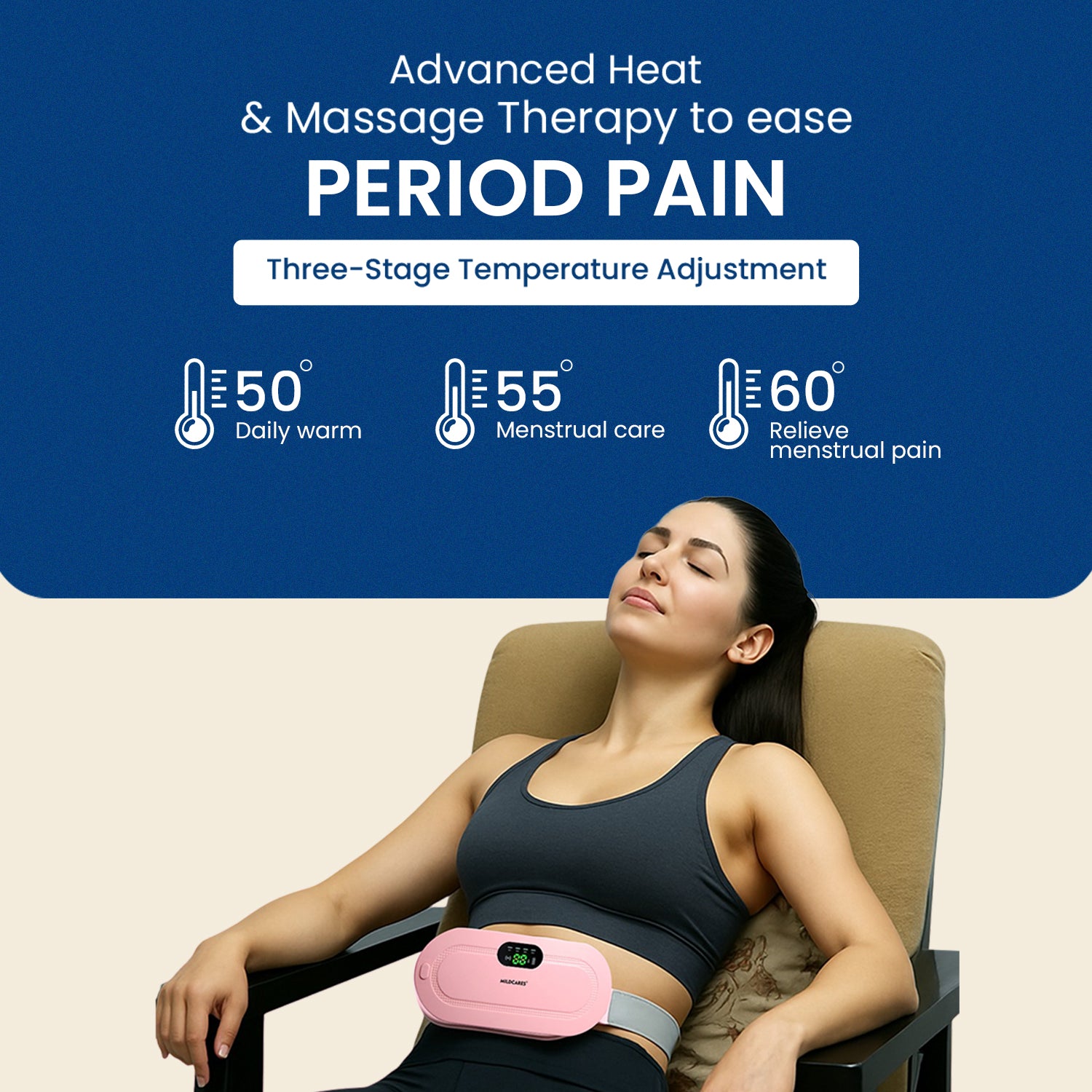 Period Cramp Massager Belt with Heat & Vibration