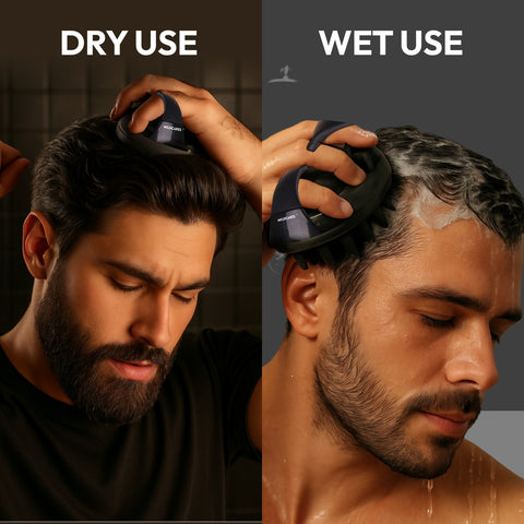 MildCares Jumbo Scalp Massager (Black) | Soft Silicone Bristles Comb for Gentle Scalp Exfoliation, Deep Cleaning & Relaxing Dry/Wet Head Massage | All Hair Types | Shampoo Brush for Men & Women