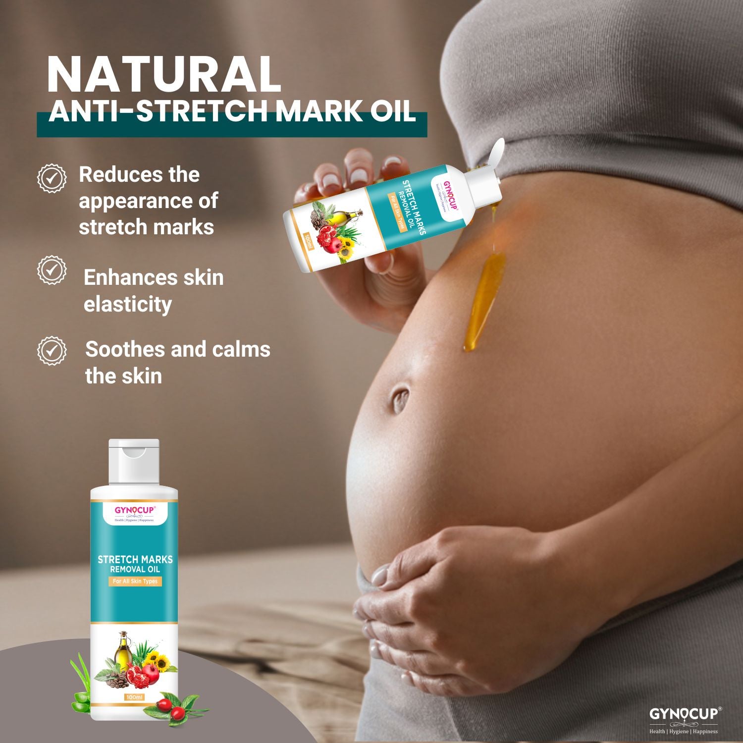 Mom's Essentials Combo: Natural Stretch Oil | Stretch Mark Removal Cream - A Perfect Pregnancy Skin Care Kit  (100g & 100g each)