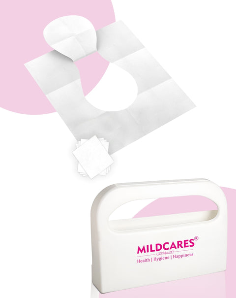 MildCares Wall-Mount Toilet Seat Cover Dispenser | Heavy-Duty Plastic Holder | Disposable Half-Fold Seat Liners | Portable & Lightweight | for Commercial, Residential Bathrooms & Public Toilets