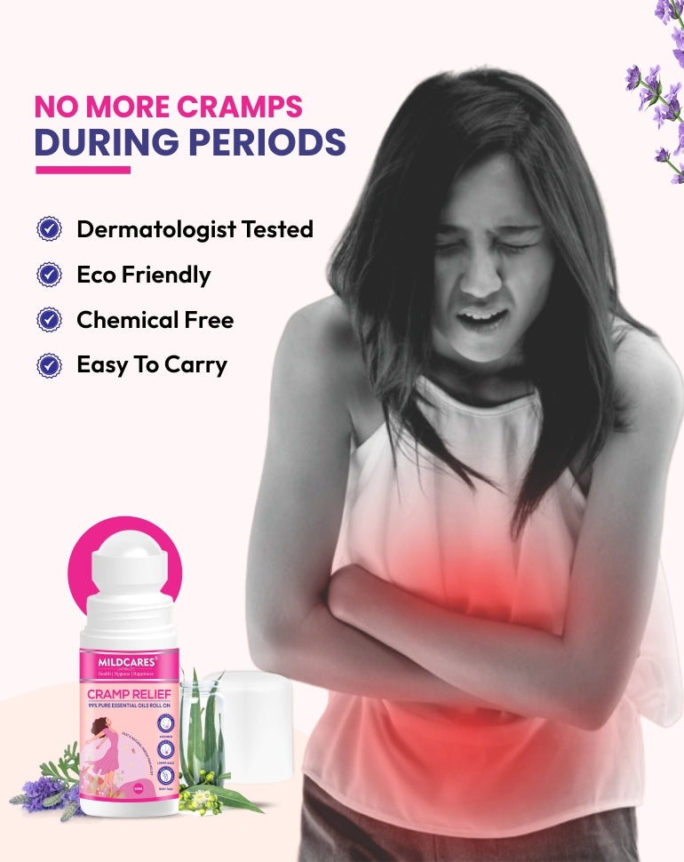 MildCares Cramp Relief 99% Pure Essential Oils Roll On–  40ml | Quick, Targeted, and Effective Relief