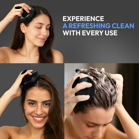 MildCares Mouse Scalp Massager (Black) | Soft Silicone Bristles Comb for Gentle Scalp Exfoliation, Deep Cleaning & Relaxing Dry/Wet Head Massage | All Hair Types | Shampoo Brush for Men & Women