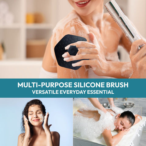 MildCares Silicone Body Scrubber for Men & Women | Soft Silicone Bristles for Deep Cleansing & Gentle Exfoliation | Boosts Lather, Removes Dirt & Dead Skin | Ergonomic No-Slip Handle | Durable, Hygienic Bath Brush