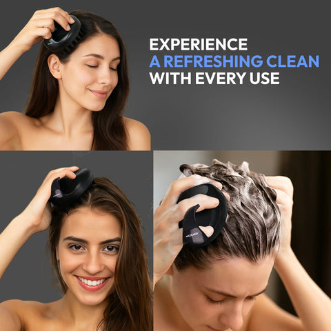 MildCares Jumbo Scalp Massager (Black) | Soft Silicone Bristles Comb for Gentle Scalp Exfoliation, Deep Cleaning & Relaxing Dry/Wet Head Massage | All Hair Types | Shampoo Brush for Men & Women