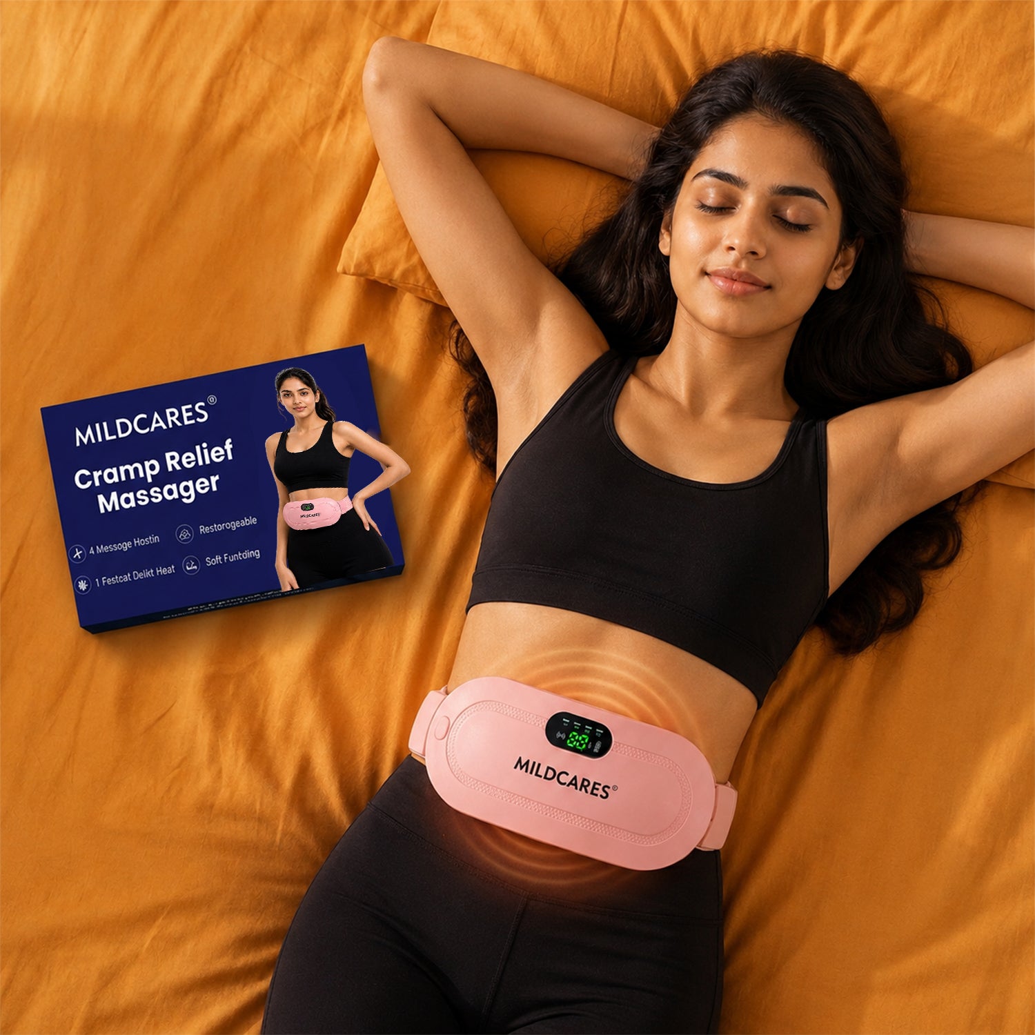 Period Cramp Massager Belt with Heat & Vibration