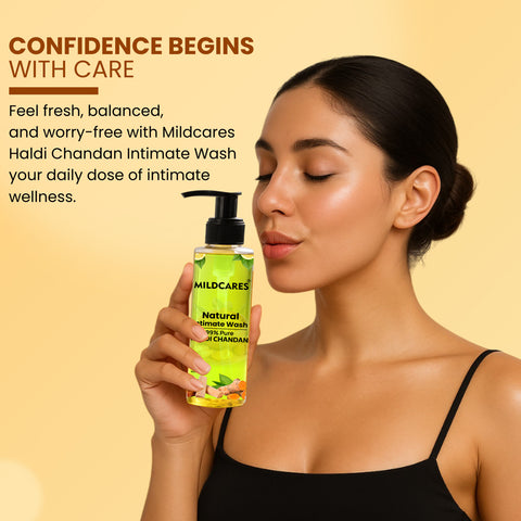 MildCares Haldi Chandan Intimate Hygiene Wash | Gentle Ayurvedic Cleanser for Women | pH Balanced – 100ml