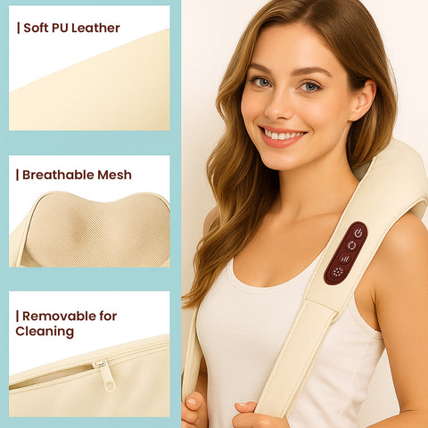 MildCares Rechargeable 4D Shiatsu Neck & Shoulder Massager with Heat Therapy – Ideal for Neck, Shoulders & Back