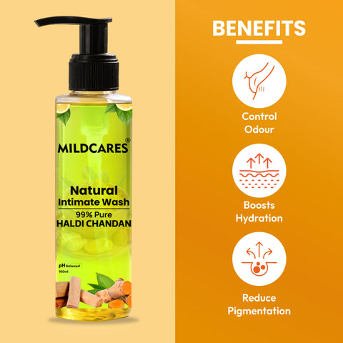 MildCares Haldi Chandan Intimate Hygiene Wash | Gentle Ayurvedic Cleanser for Women | pH Balanced – 100ml