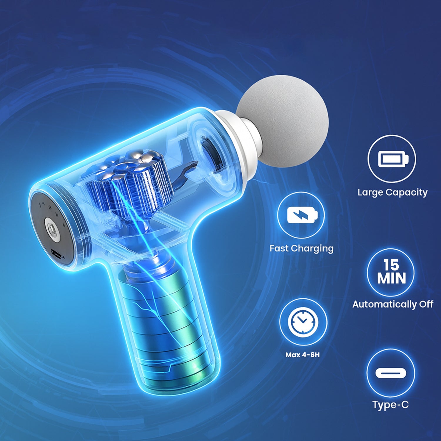 M1 Electric Massage Gun – 6 Speed, Silent Motor