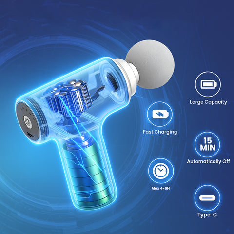 Mildcares M1 Full Body Massager Gun for Pain Relief | Deep Tissue Therapy | 6-Speed Settings, 4 Heads, Rechargeable Silent Motor – Electric Massager for Pain Relief Massager