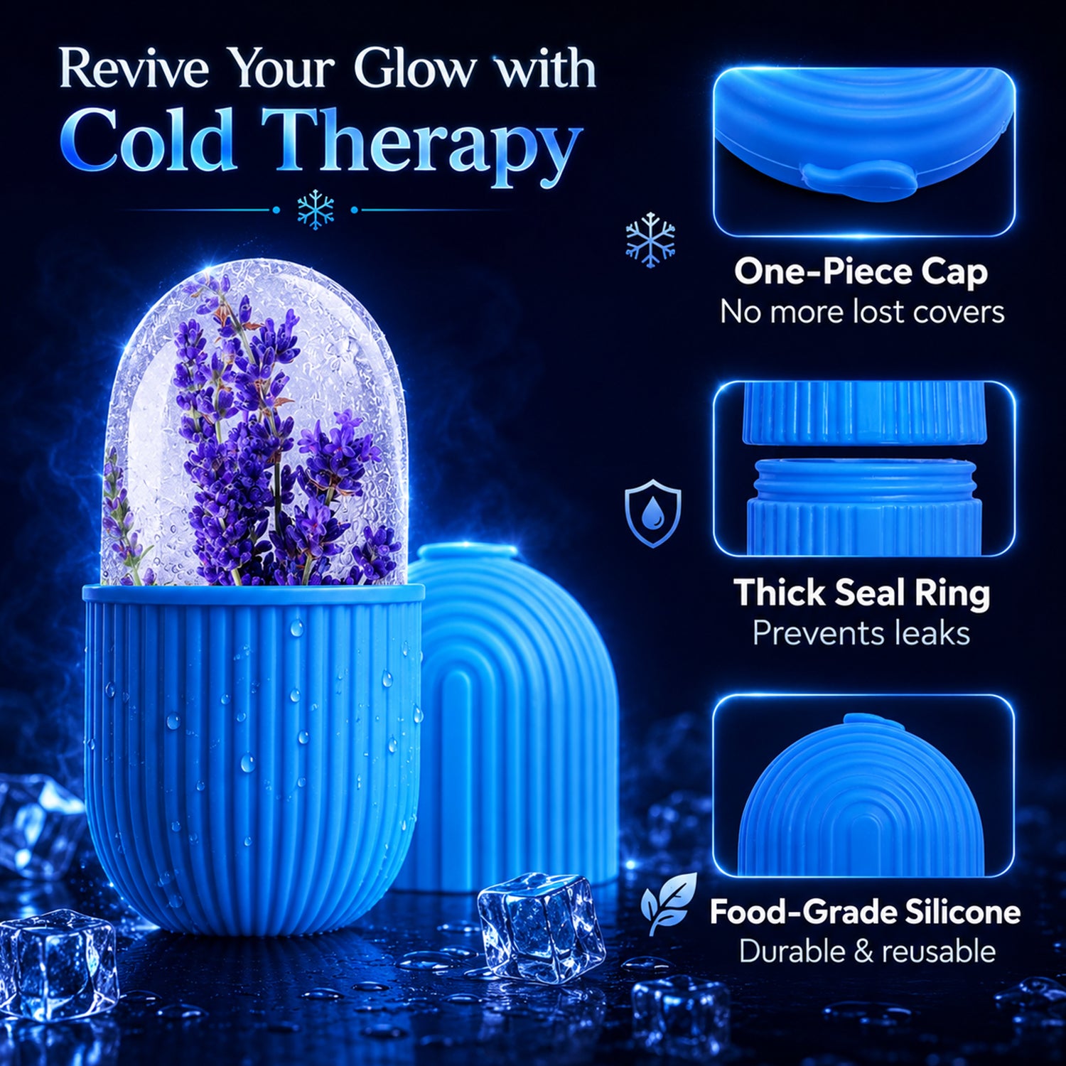 Face Ice Roller for Puffy Eyes, Acne & Skin Tightening | Reusable Cold Therapy Massager