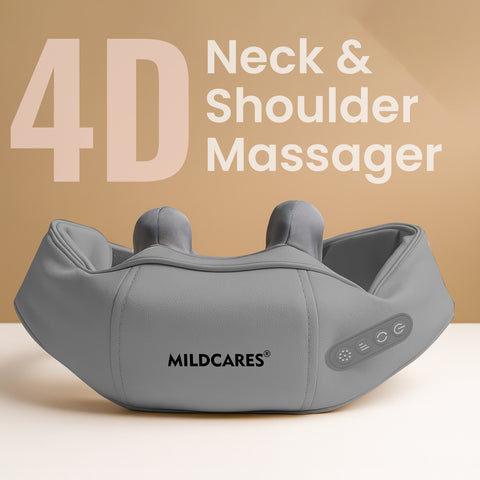 MildCares Rechargeable 4D Shiatsu Neck & Shoulder Massager with Heat Therapy – Ideal for Neck, Shoulders & Back