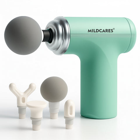 Mildcares M1 Full Body Massager Gun for Pain Relief | Deep Tissue Therapy | 6-Speed Settings, 4 Heads, Rechargeable Silent Motor – Electric Massager for Pain Relief Massager