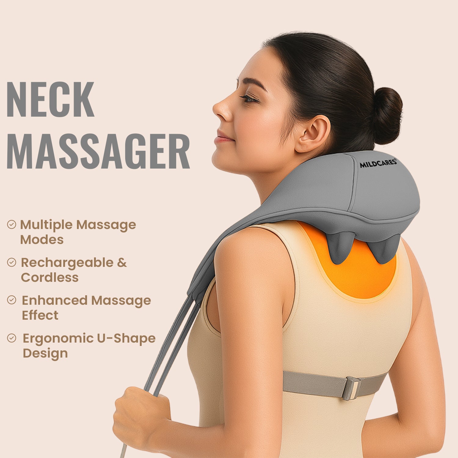 4D Shiatsu Neck & Shoulder Massager with Heat Grey