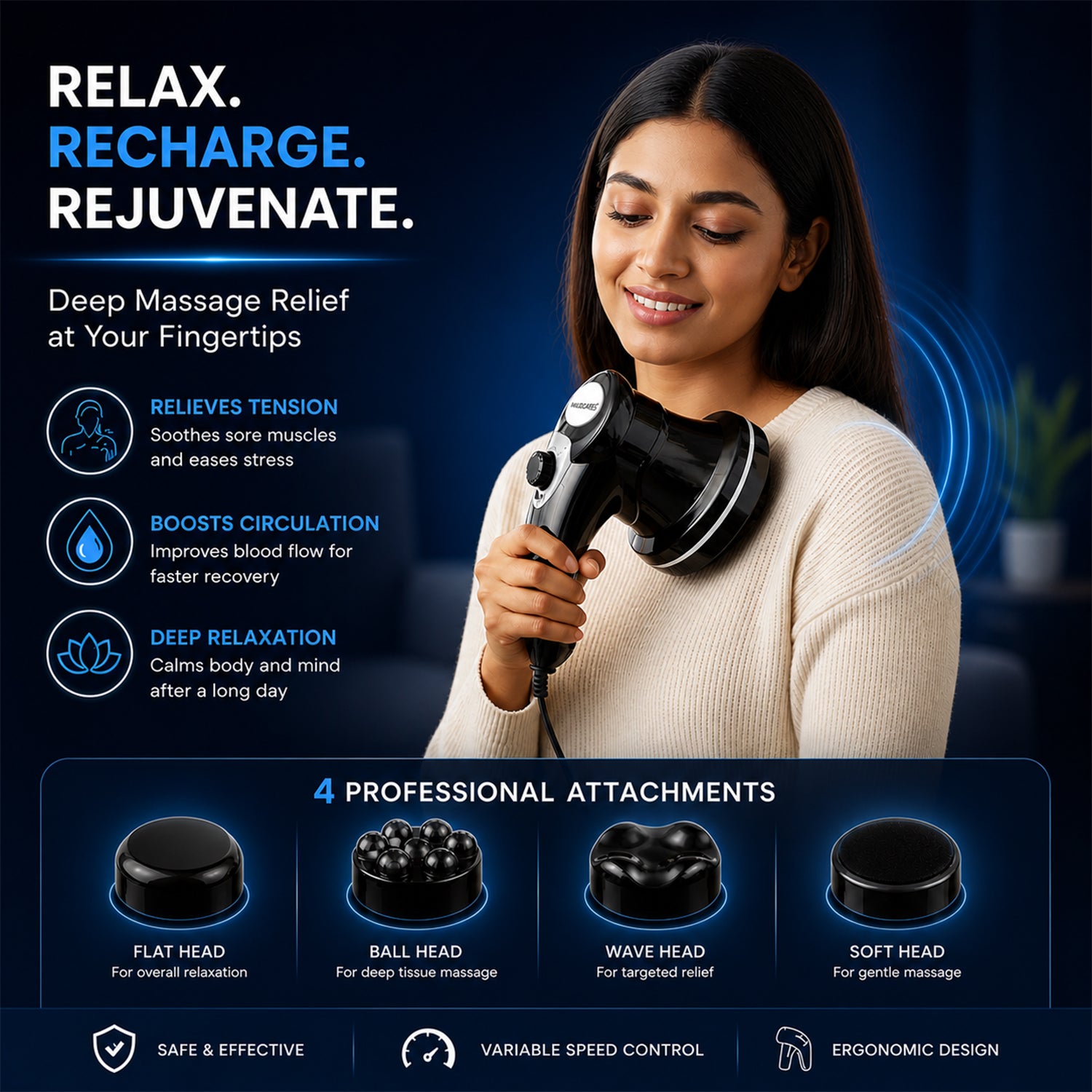 MildCares RX Pro Handheld Physiotherapy Massager – Pain Relief