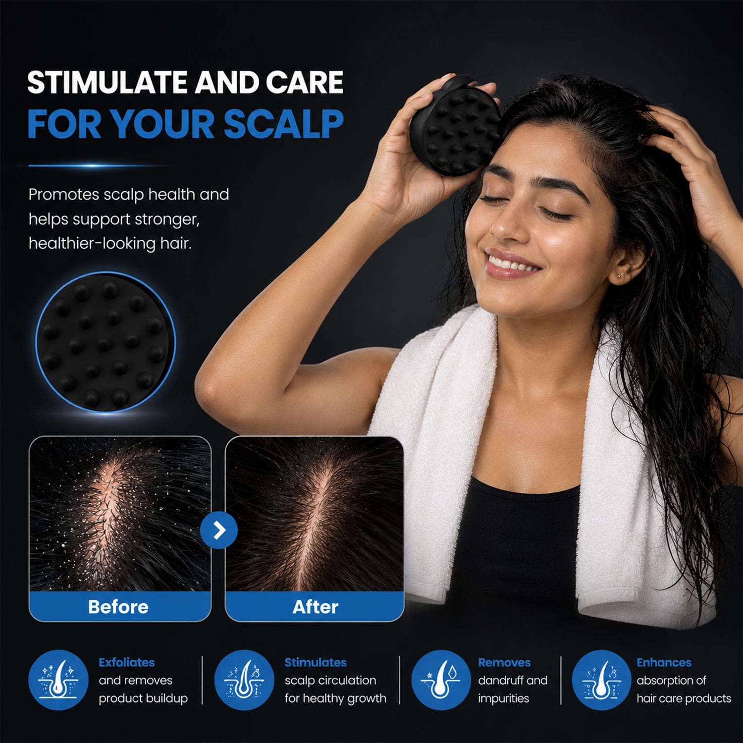 Scalp Massager Brush for Hair Growth & Dandruff Control