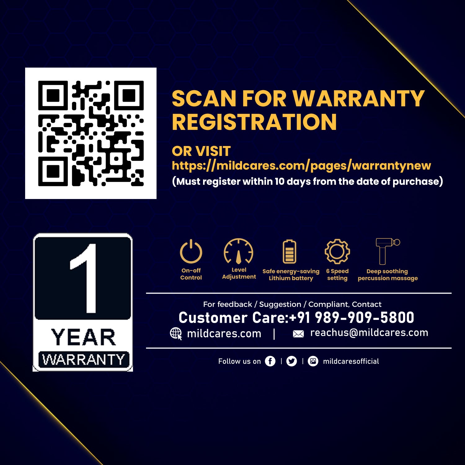 M1 Electric Massage Gun – 6 Speed, Silent Motor