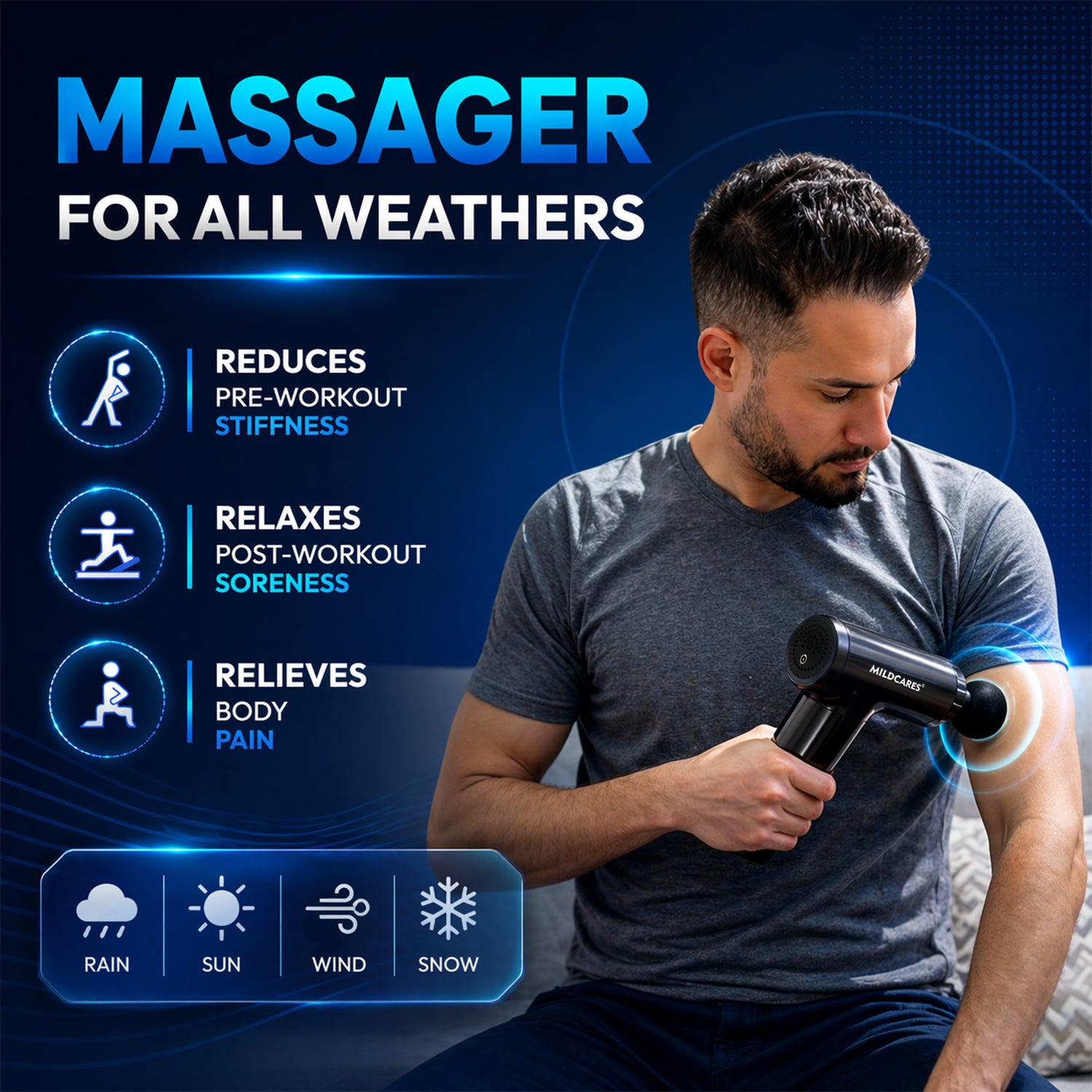 M1 Pro Electric Massage Gun for Pain Relief – 6 Speed