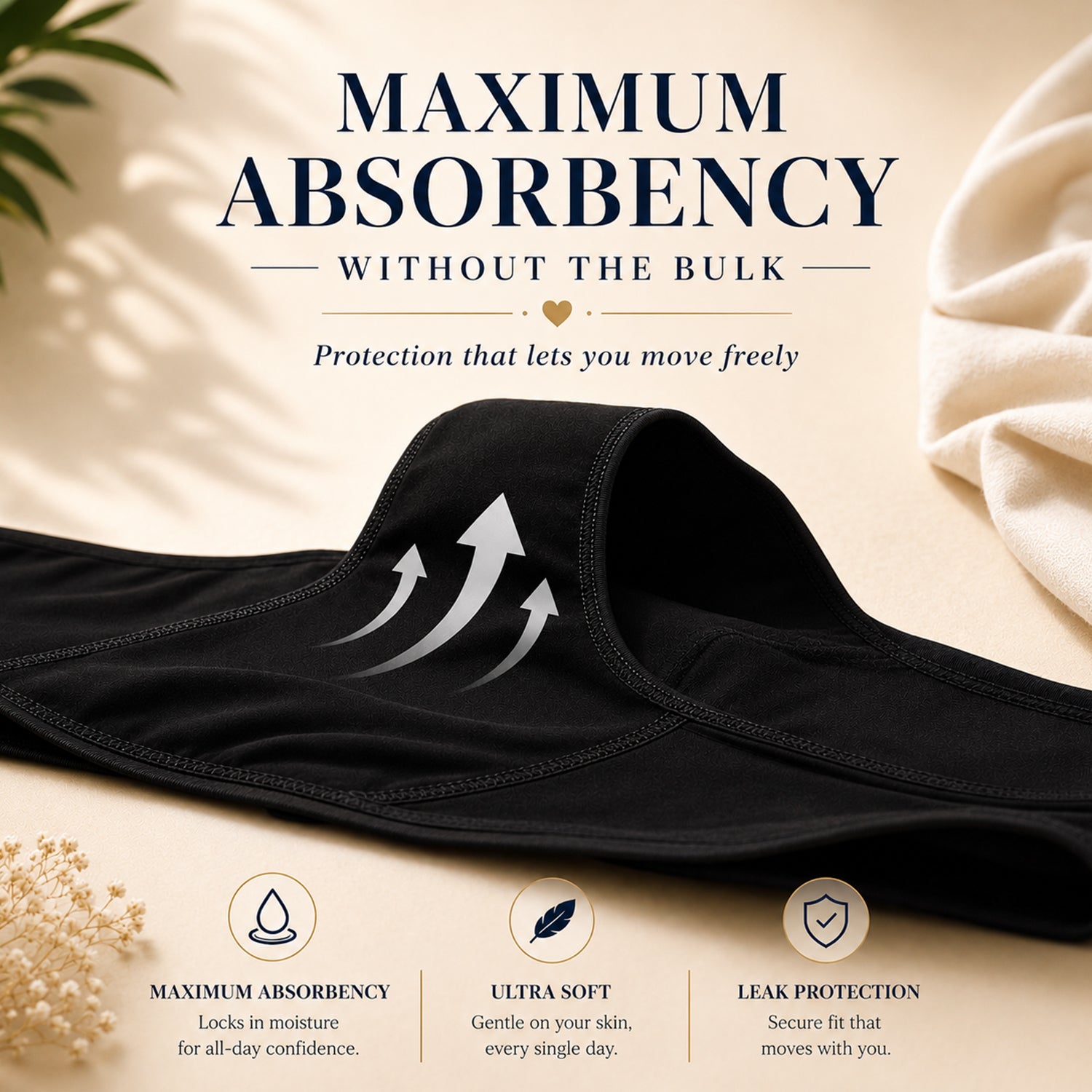MILDCARES Reusable Period Panty for Women | Hipster Leak-Proof Underwear for Medium to Heavy Flow | 12-Hour Absorbent Full Coverage | Comfortable Maternity & Postpartum Protection – Black