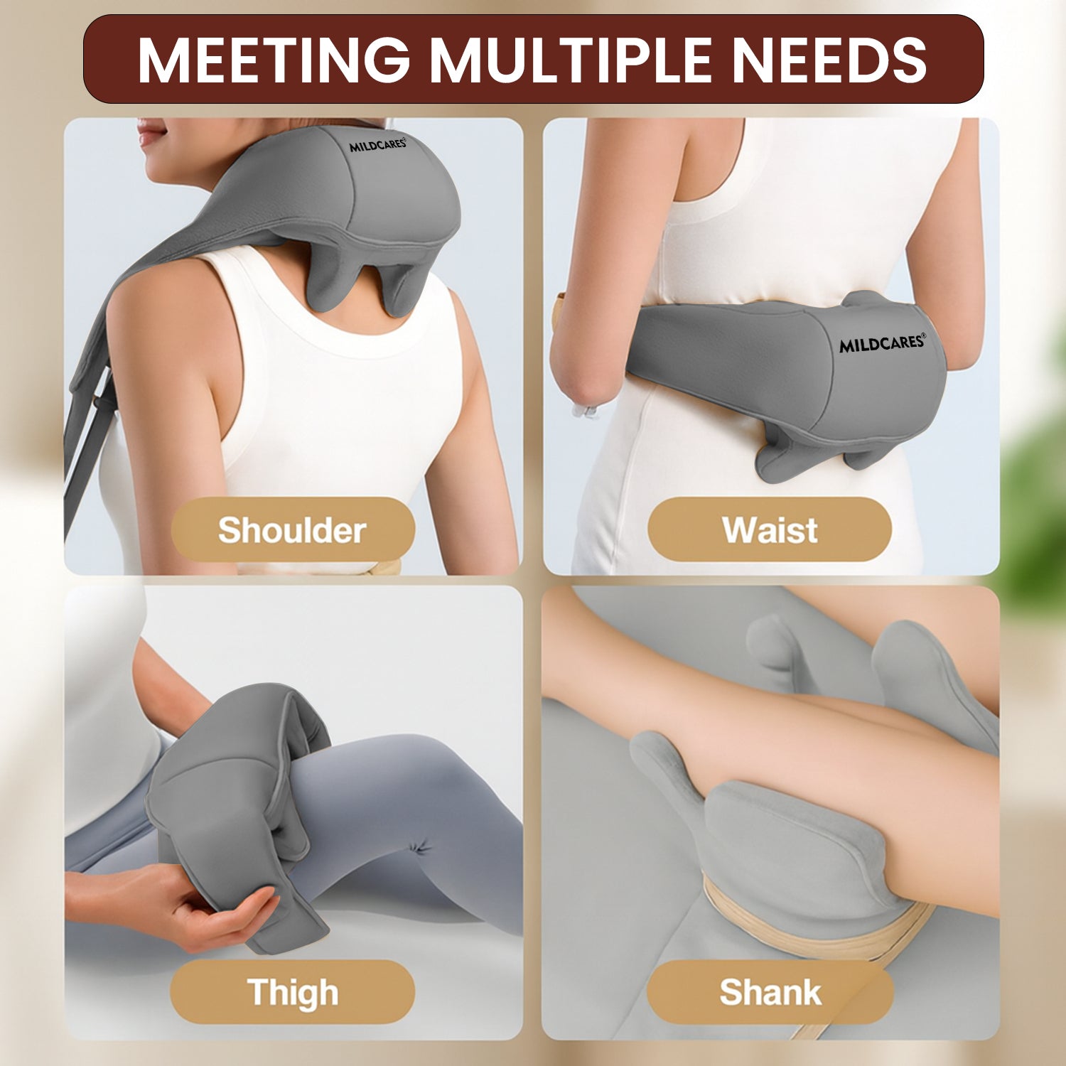 4D Shiatsu Neck & Shoulder Massager with Heat Grey