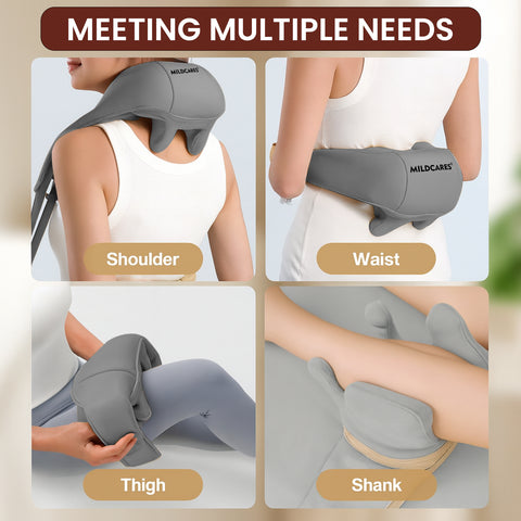 MildCares Rechargeable 4D Shiatsu Neck & Shoulder Massager with Heat Therapy – Ideal for Neck, Shoulders & Back