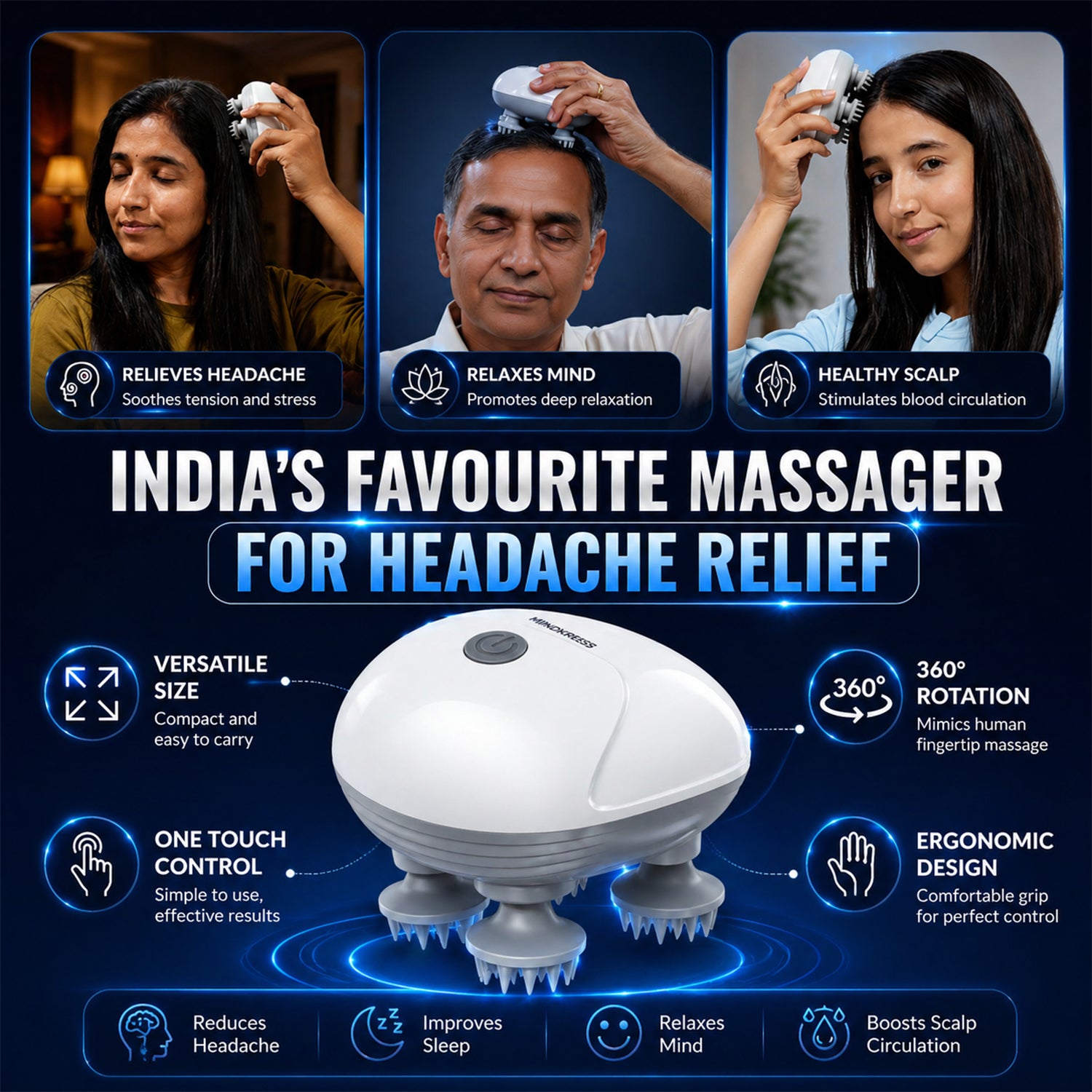 S1 Pro Smart Electric Head Massager –  Portable & Rechargeable