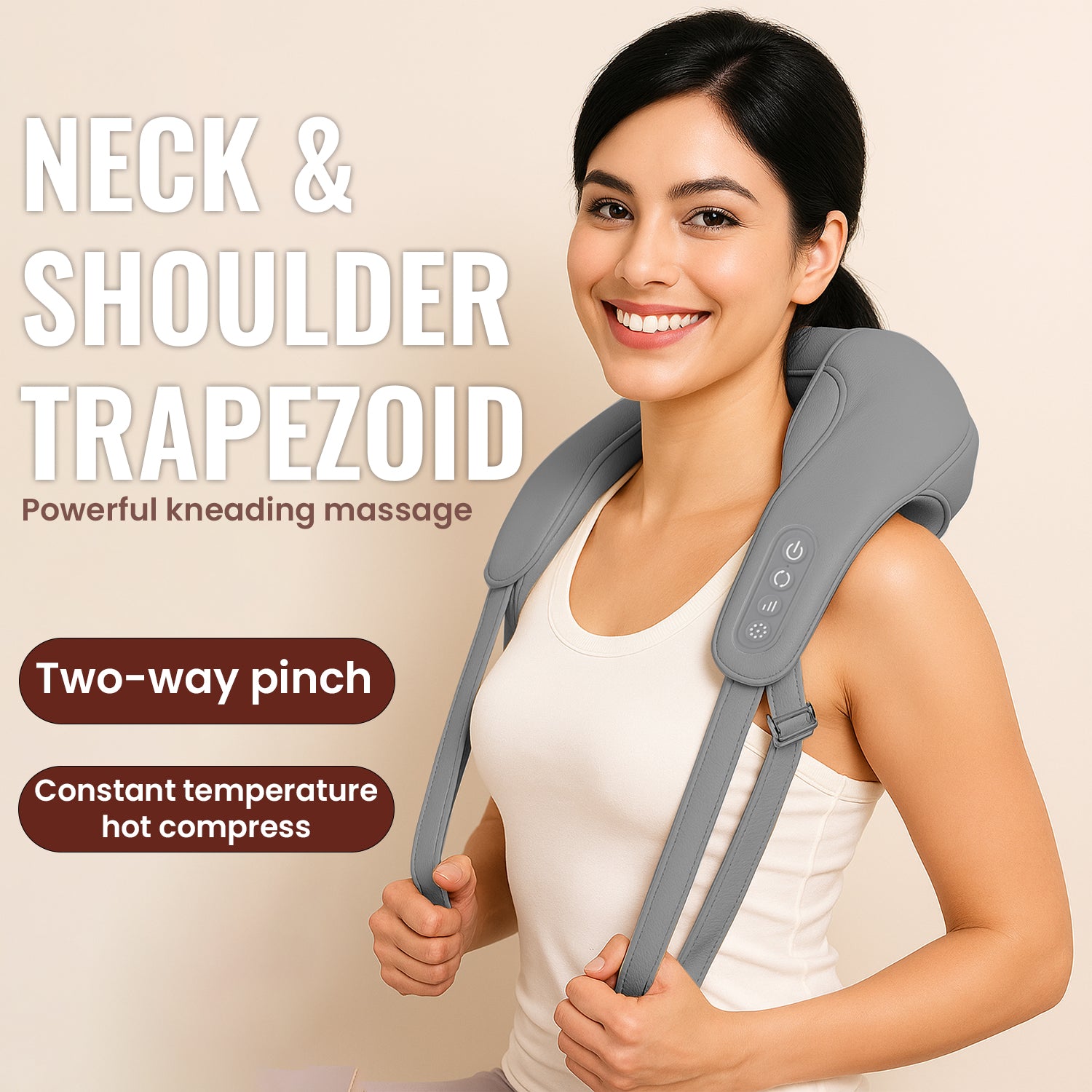 4D Shiatsu Neck & Shoulder Massager with Heat Grey