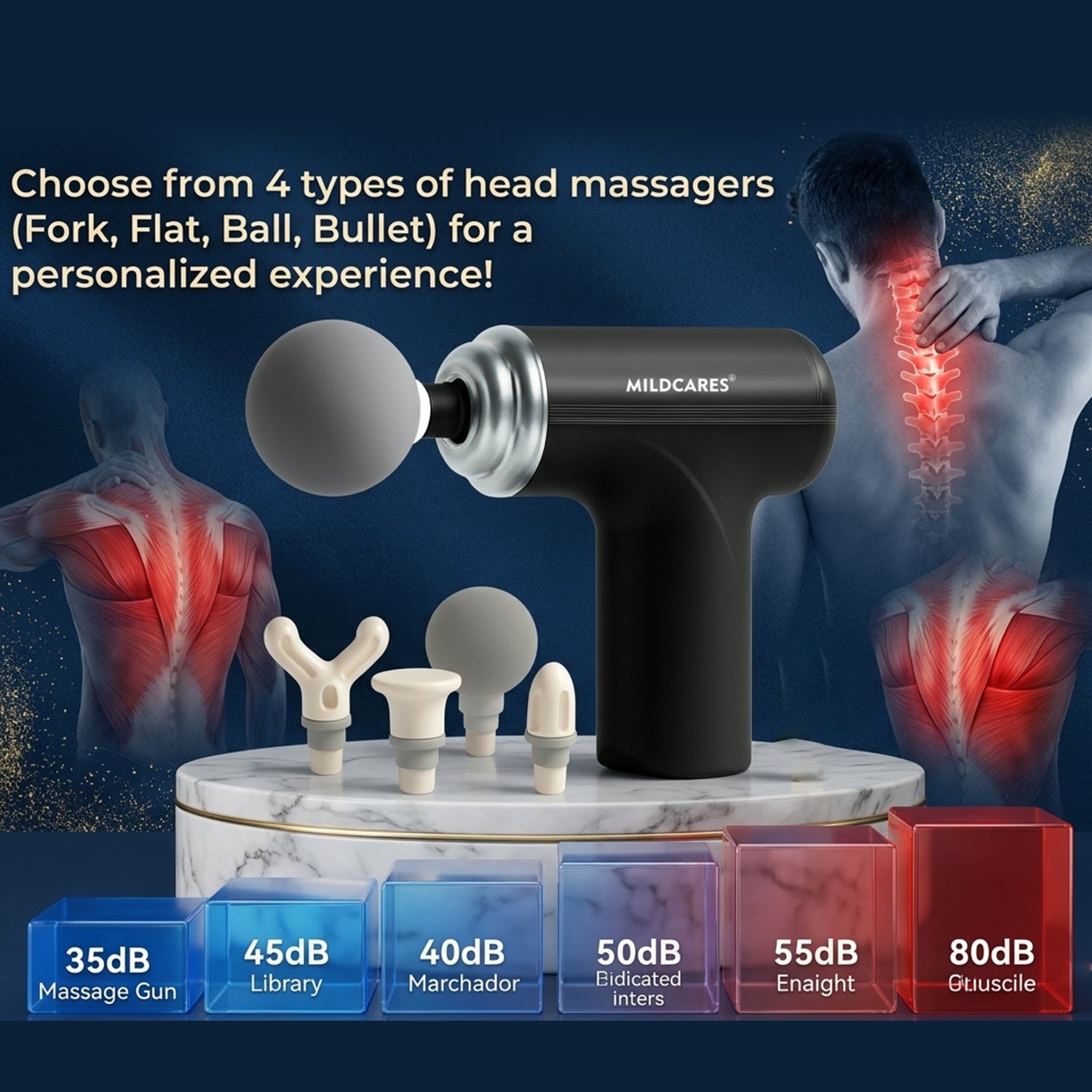 M1 Electric Massage Gun – 6 Speed, Silent Motor