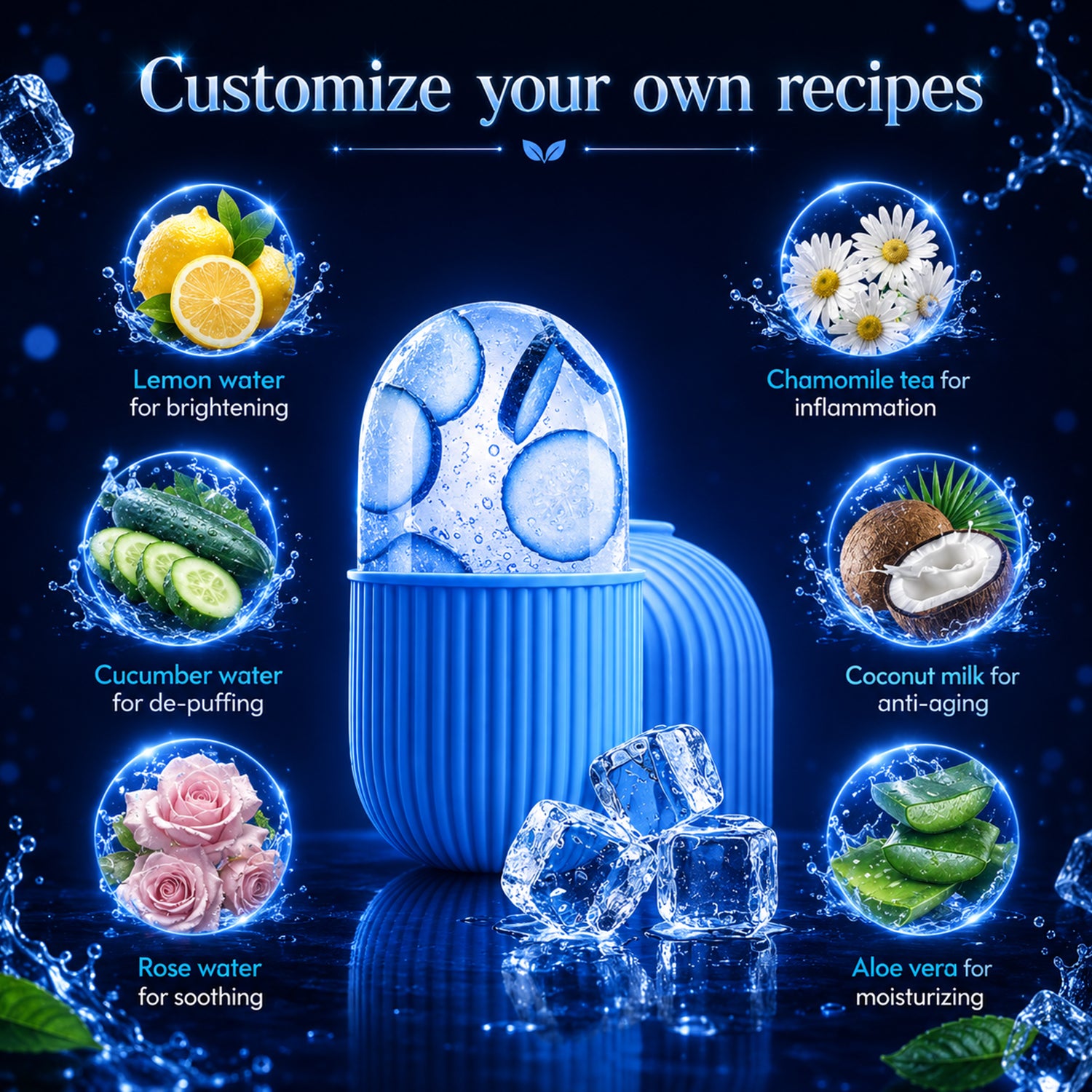 Face Ice Roller for Puffy Eyes, Acne & Skin Tightening | Reusable Cold Therapy Massager