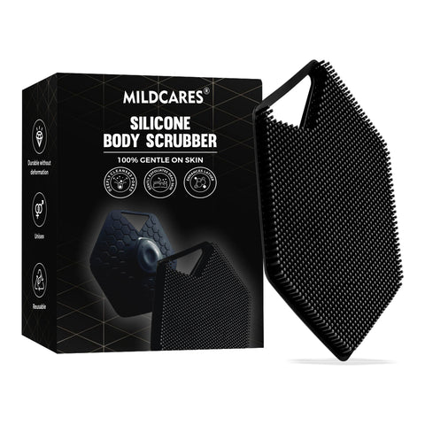 MildCares Silicone Body Scrubber for Men & Women | Soft Silicone Bristles for Deep Cleansing & Gentle Exfoliation | Boosts Lather, Removes Dirt & Dead Skin | Ergonomic No-Slip Handle | Durable, Hygienic Bath Brush