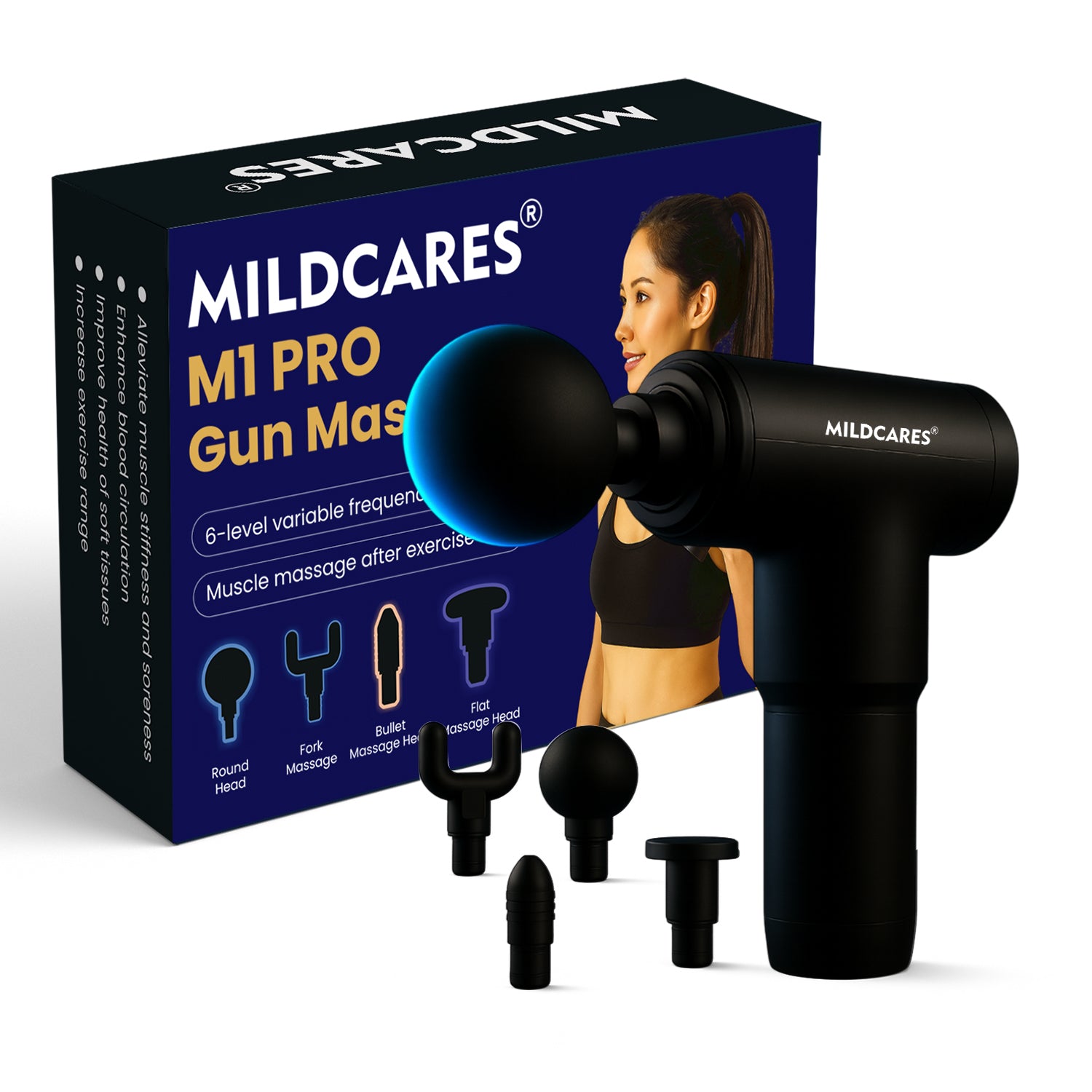 M1 Pro Electric Massage Gun for Pain Relief – 6 Speed