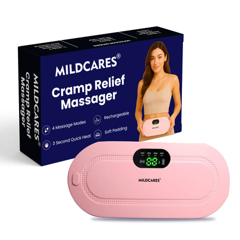 Mildcares Period Pain Relief Massager with Heating Pad | Cordless Menstrual Cramp Belt for Women & Girls Rechargeable Electric Massager Portable & Adjustable Heat Therapy Massager
