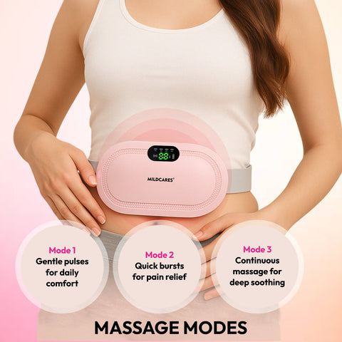 Mildcares Period Pain Relief Massager with Heating Pad | Cordless Menstrual Cramp Belt for Women & Girls Rechargeable Electric Massager Portable & Adjustable Heat Therapy Massager