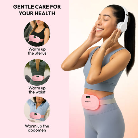 Mildcares Period Pain Relief Massager with Heating Pad | Cordless Menstrual Cramp Belt for Women & Girls Rechargeable Electric Massager Portable & Adjustable Heat Therapy Massager