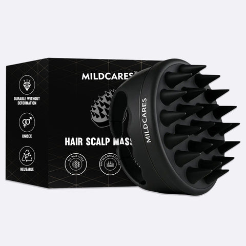 MildCares Jumbo Scalp Massager (Black) | Soft Silicone Bristles Comb for Gentle Scalp Exfoliation, Deep Cleaning & Relaxing Dry/Wet Head Massage | All Hair Types | Shampoo Brush for Men & Women